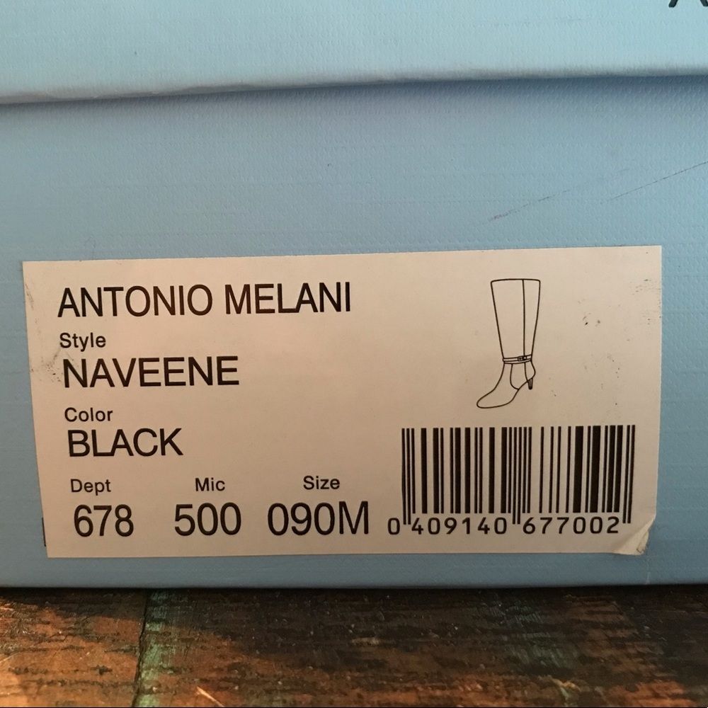 Antonio Melani Black Leather Heeled Boots - Picture 11 of 12